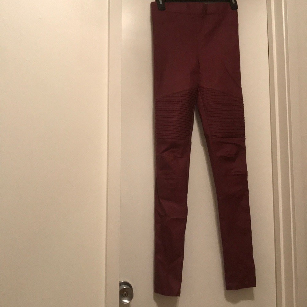Red leather pants